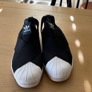 Adidas Black and White Criss-Cross Sneakers